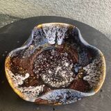 Flamed glazed ceramic bowl, original shape, vintage