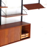 Vintage mid century Royal System Wall Unit with sideboard & shelves in teak by Poul Cadovius, 1960s