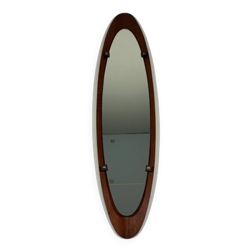 Mobili Polli bended teak wooden wall mirror Italy