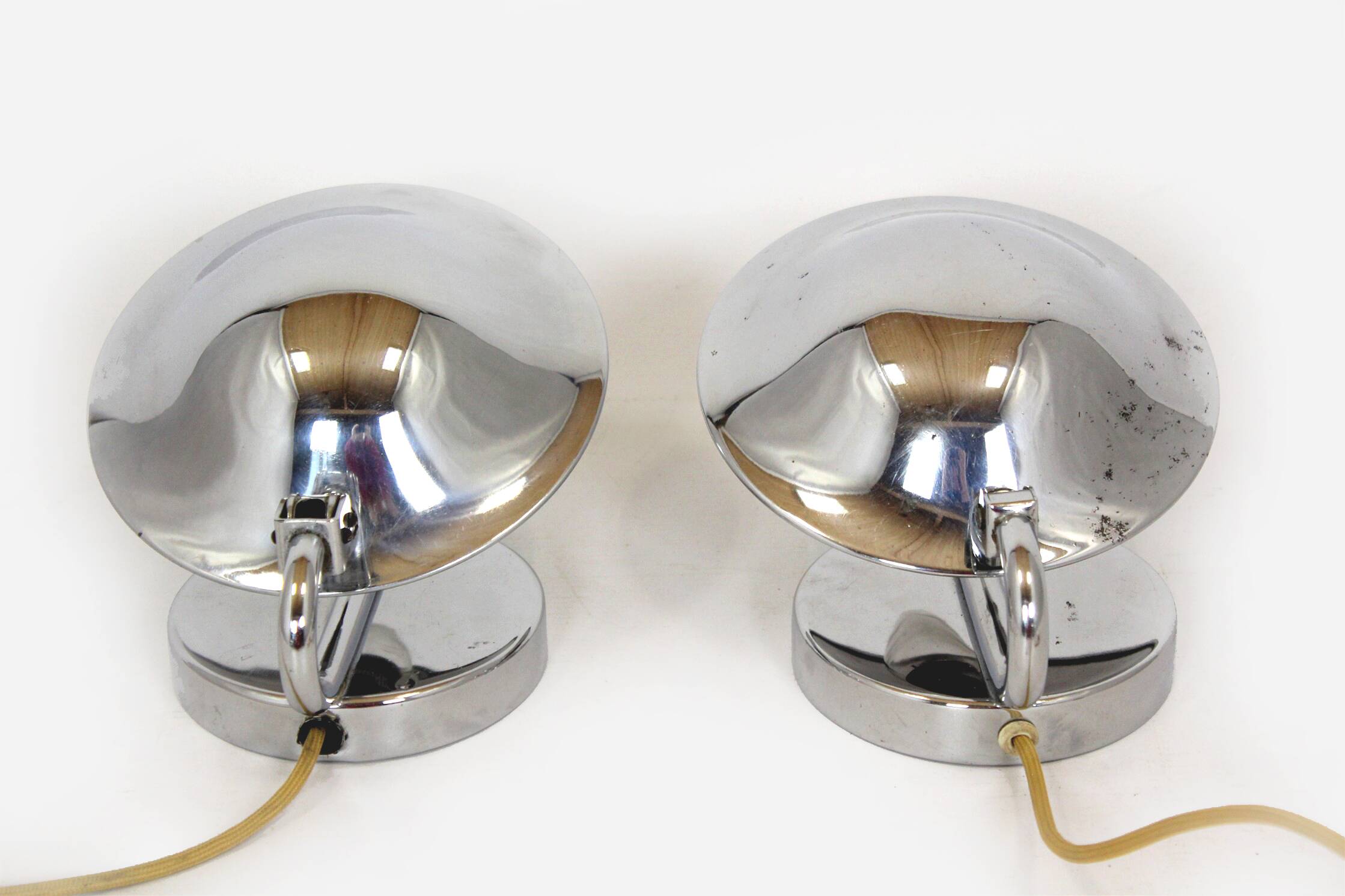 Bauhaus Style Chrome Bedside Table Lamps from Napako, Czechoslovakia, 1930s