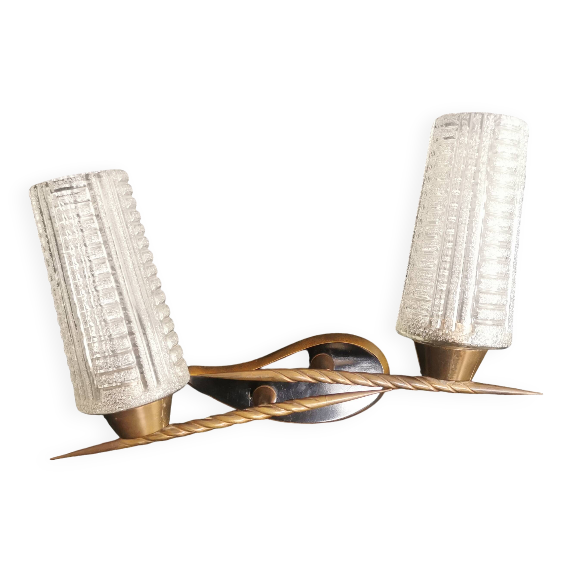 1 double lighting wall lamp in brass and black and gold glass