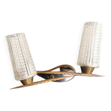 1 applique double éclairage en laiton et verre noir et doré