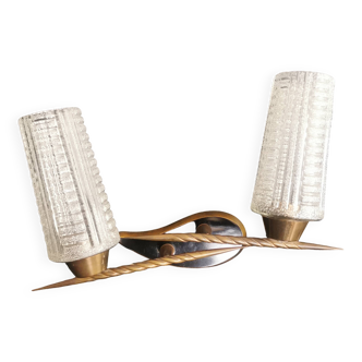 1 double lighting wall lamp in brass and black and gold glass