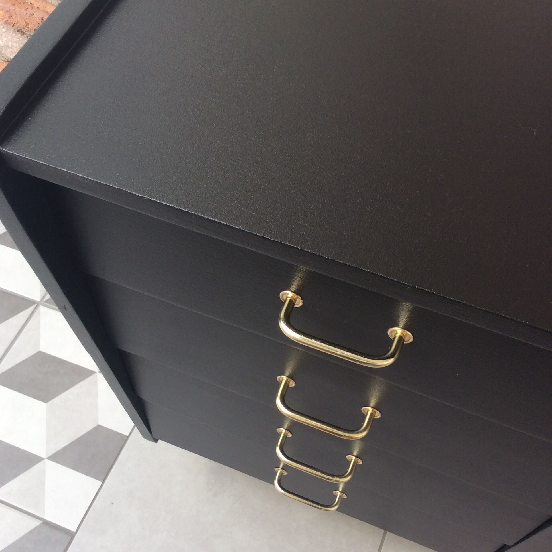 Black chest of  drawers feet compass 60s