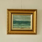 Original vintage oil on panel – ocean landscape
