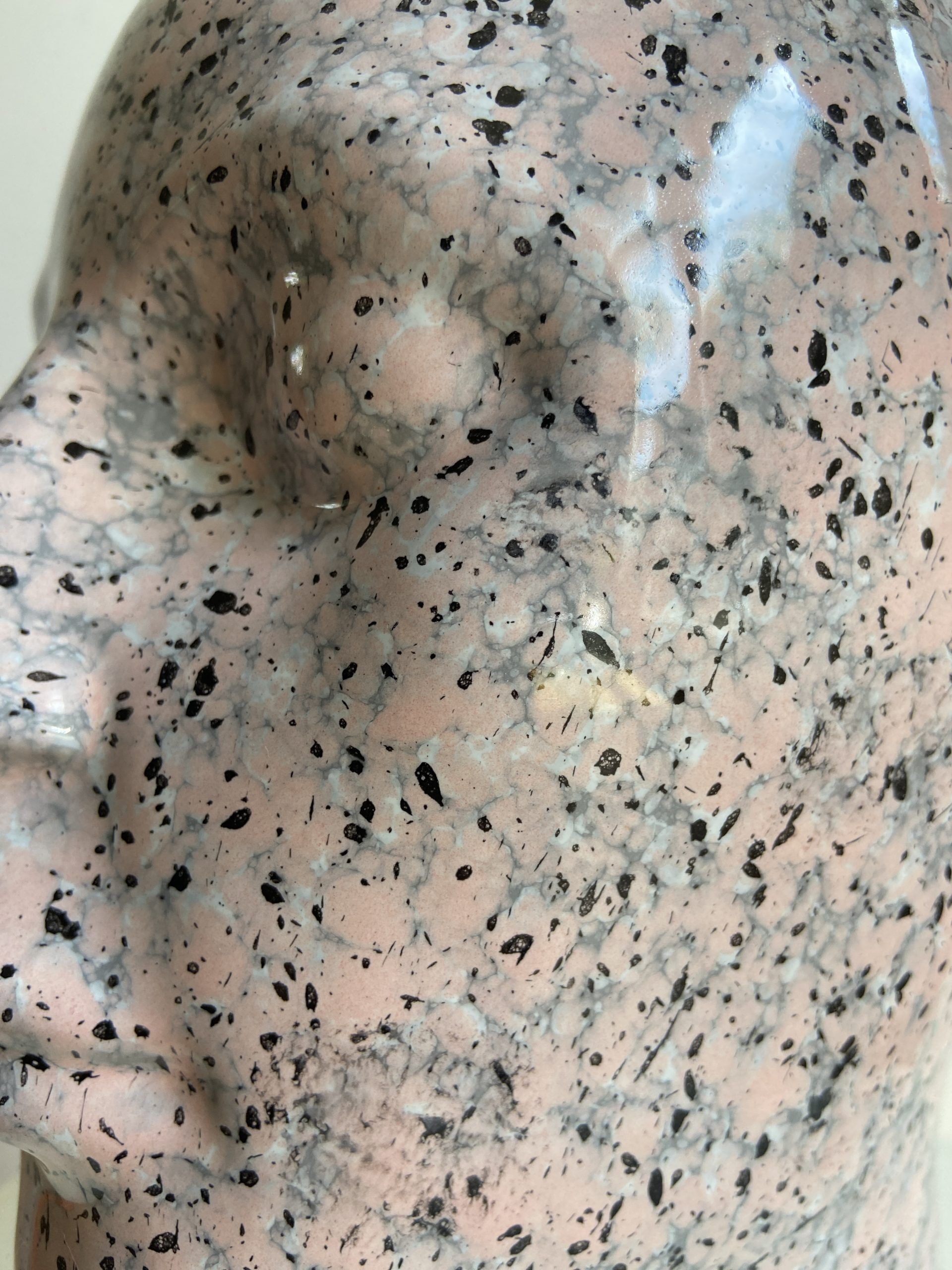 Vintage ceramic head speckled pattern pink and black