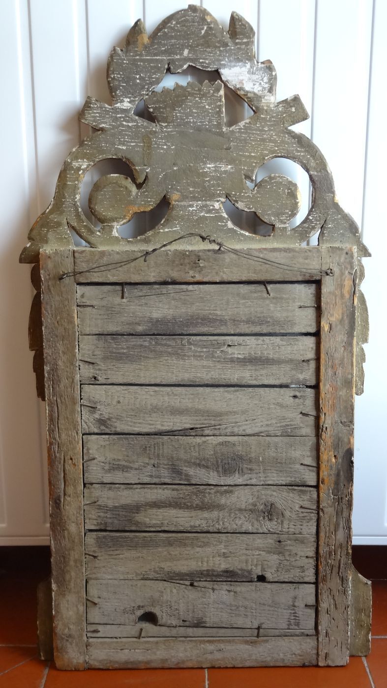 Louis XVI mirror (eighteenth century) in gilded stucco wood H 80 cm