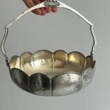 Plat ancien en verre et métal argenté