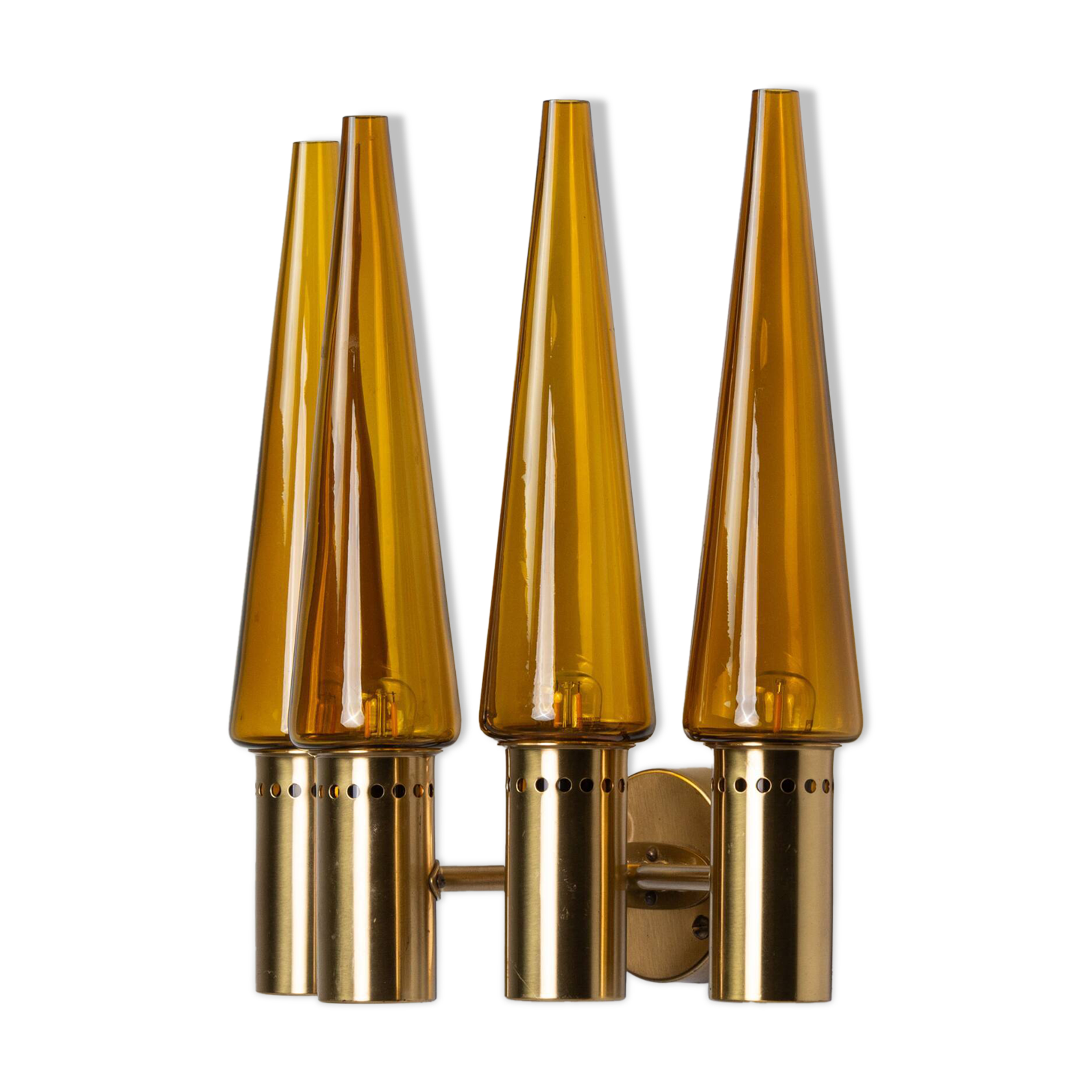 Hans Agne Jakobsson wall lamp made from brass with orange shades
