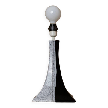 Lampe en céramique vintage des années 1980 – noir et blanc, faite main en Italie, style Memphis moderne, déco rétro, lampe de chevet, cadeau vintage