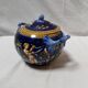 Large Gien blue sugar bowl or candy dish, Renaissance model