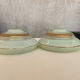 Set of 2 opaline lampshades water green and gold