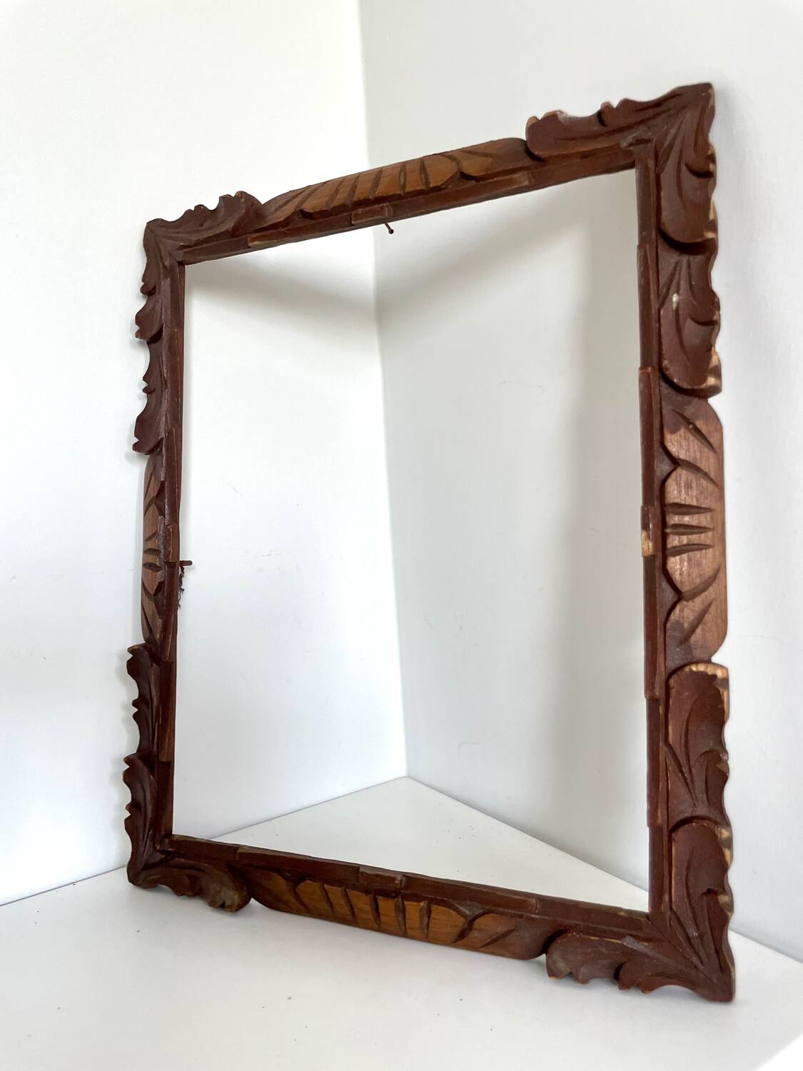 Antique handcarved frame Cedarwood 29.5 cm x 24 cm