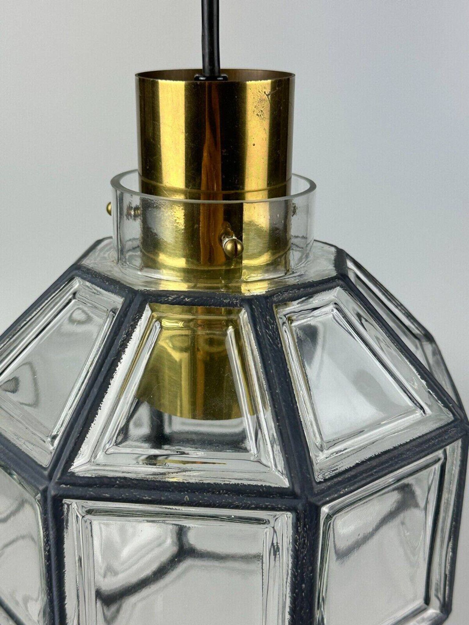 60s 70s hanging lamp by Limburg Leuchten Germany glass brass Space Age