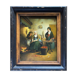 Old HSP painting "Interior scene" ec. of the North + frame