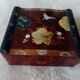 Lacquered wooden jewelry box / box with butterfly and landscape decoration