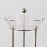 Rare Panthella table lamp by Verner Panton with a chrome base and grey shade.