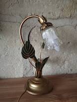 Lampe fleur vintage en laiton et verre