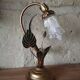 Lampe fleur vintage en laiton et verre