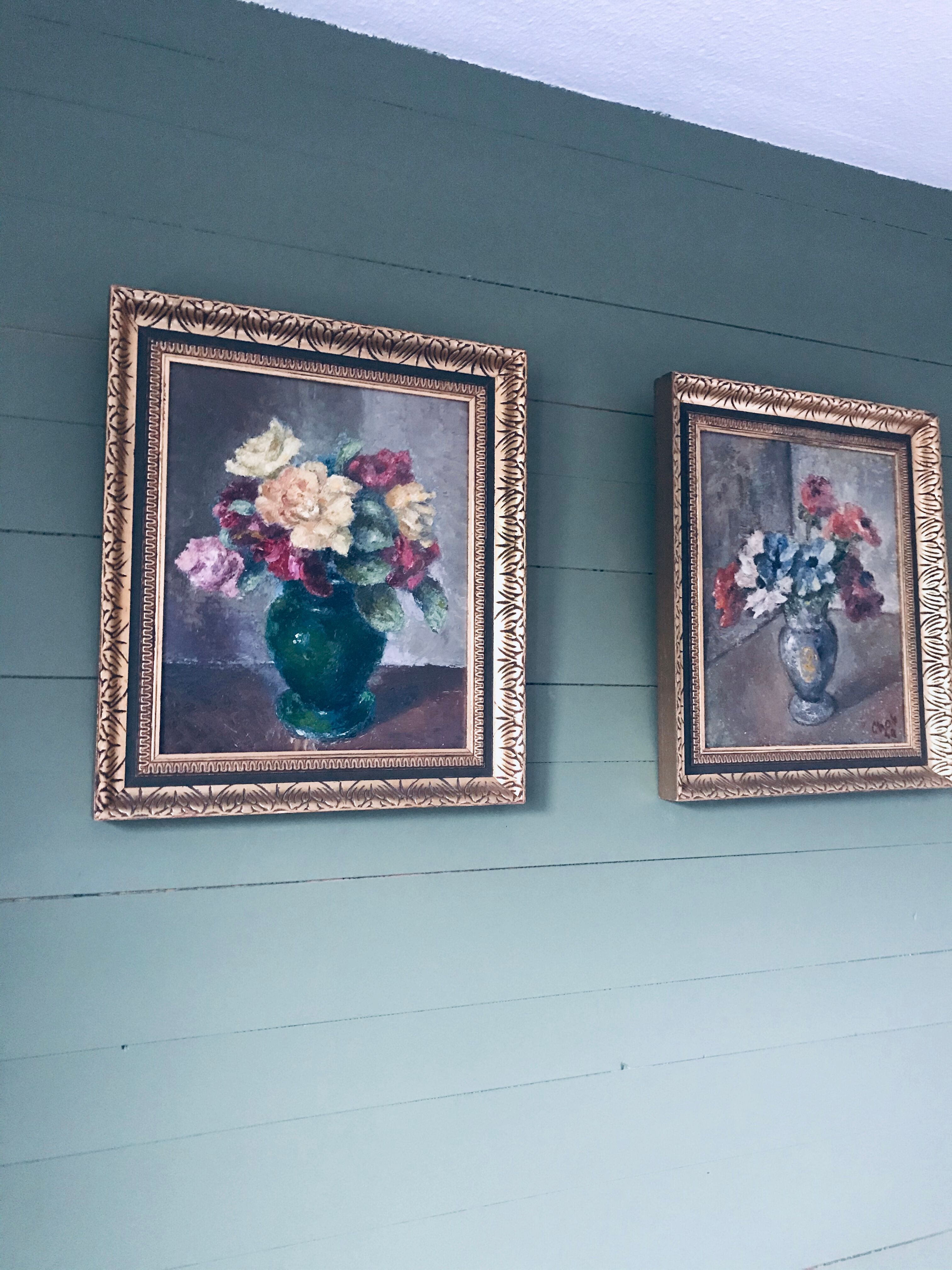 Old painting signed bouquet