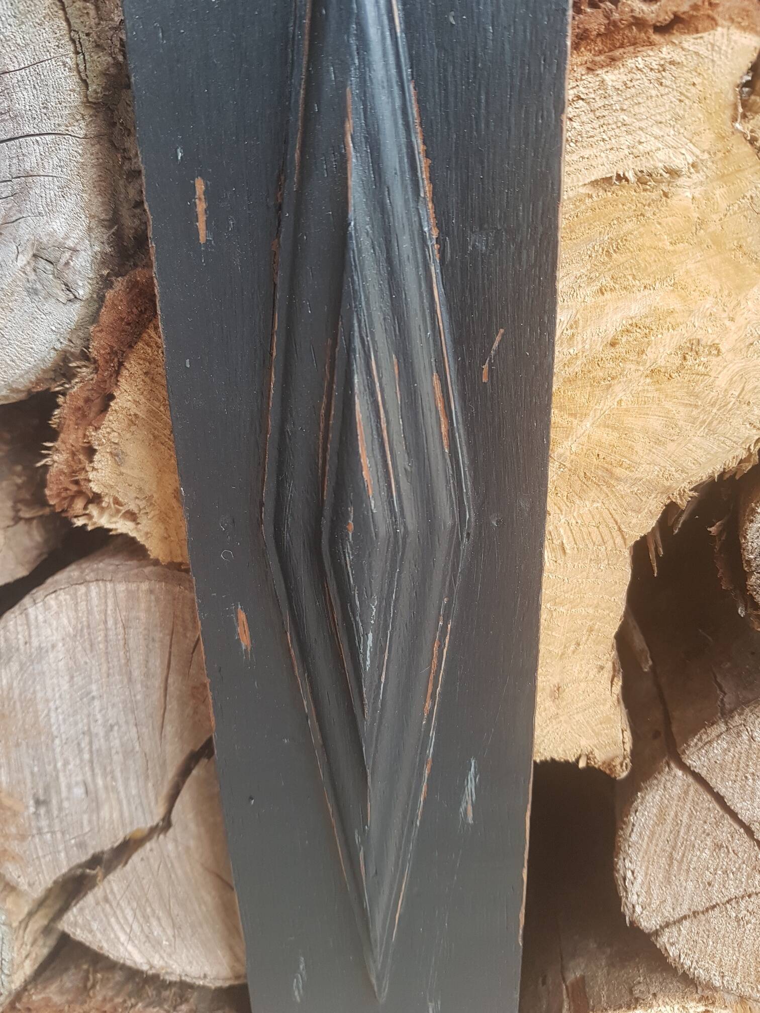 Black patinated rectangle woodwork