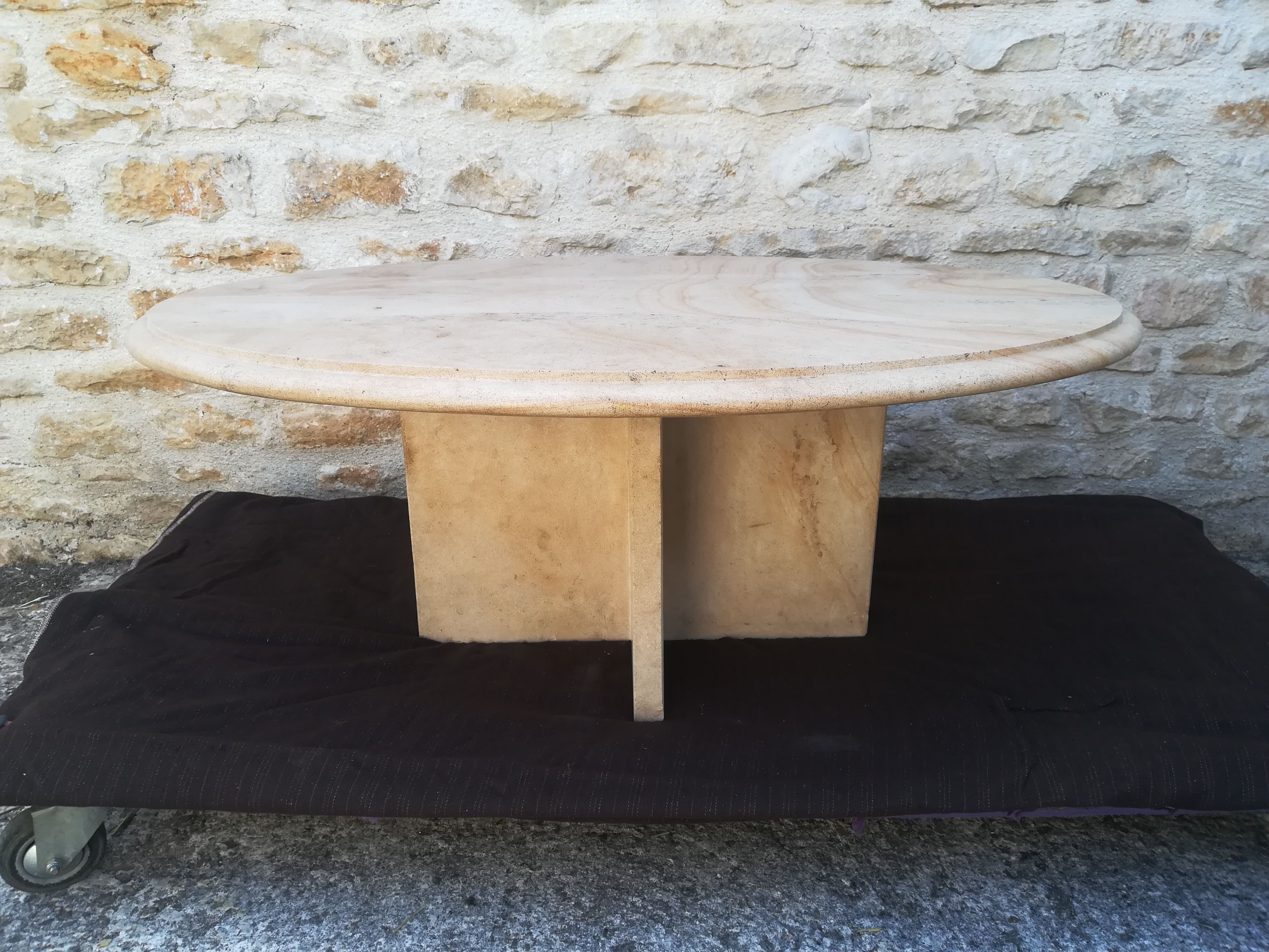 Natural travertine coffee table