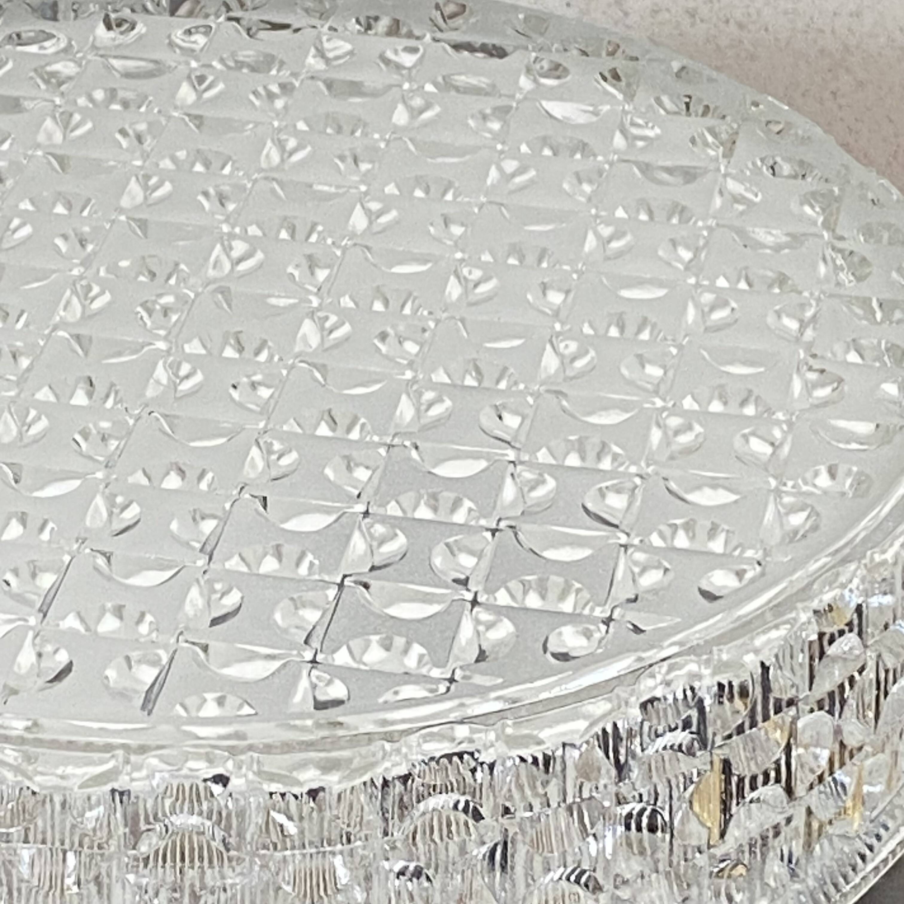 Square wall light or ceiling light with transparent glass from the 1970s.