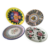 Quatuor d’assiettes fleuries Longwy Tolède Talavera Sarreguemines LB