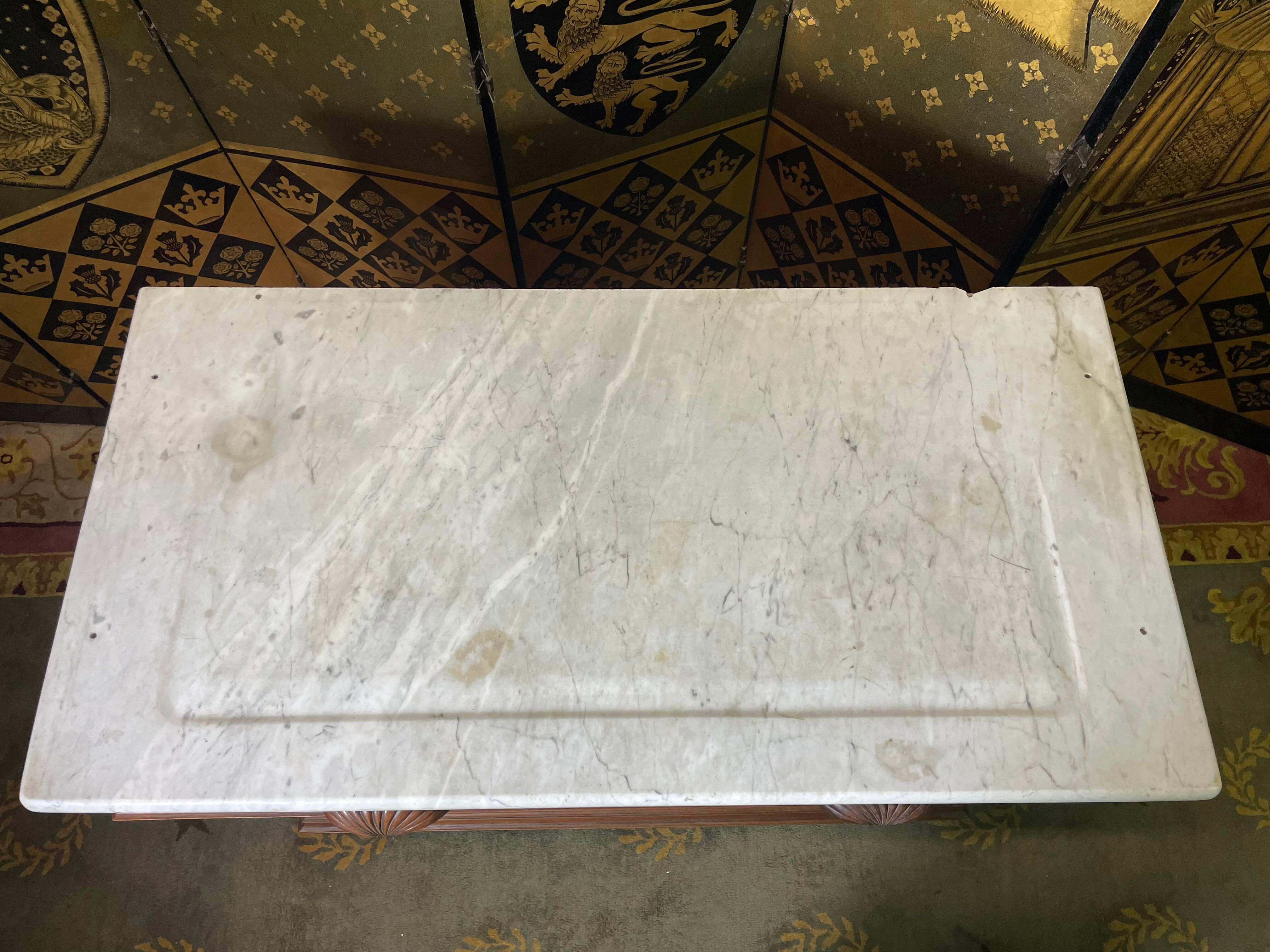 Carved walnut vanity