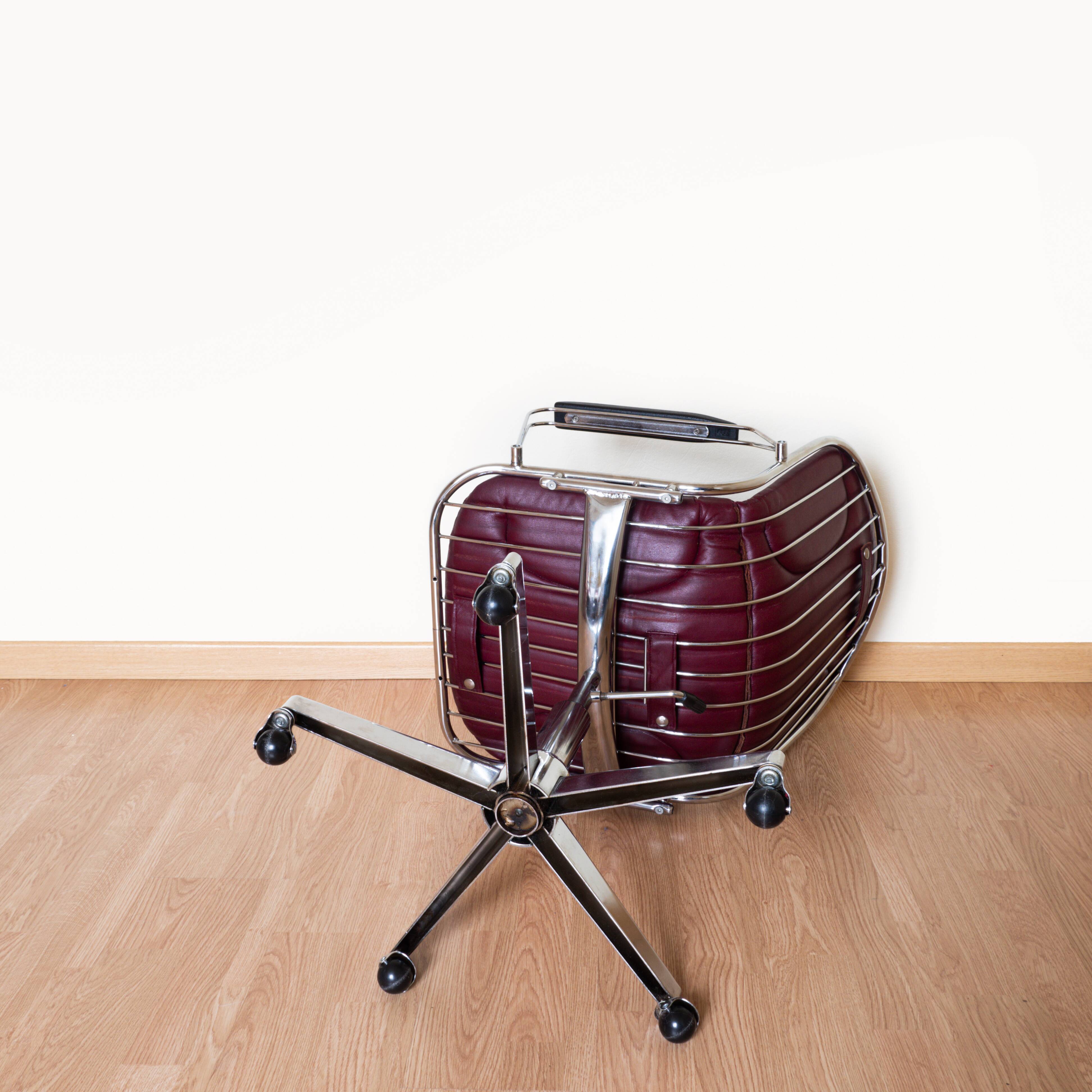 Dark red leather hairdresser's chair