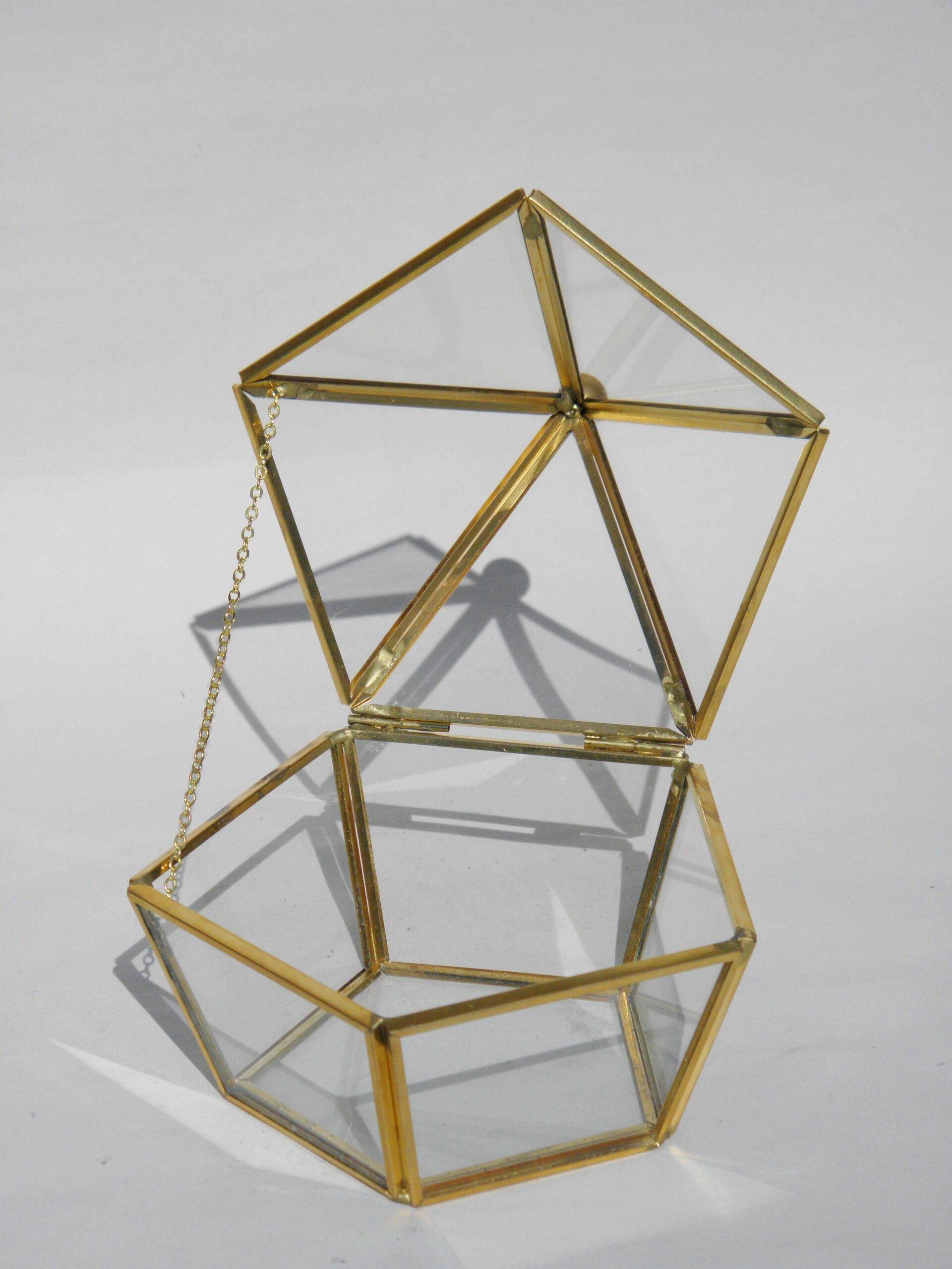 Glass and brass jewelry box