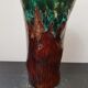 Old Ceramic Vase Form Trunk Brown Green Drips Vintage