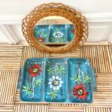 Glazed ceramic dish with flowers 50s