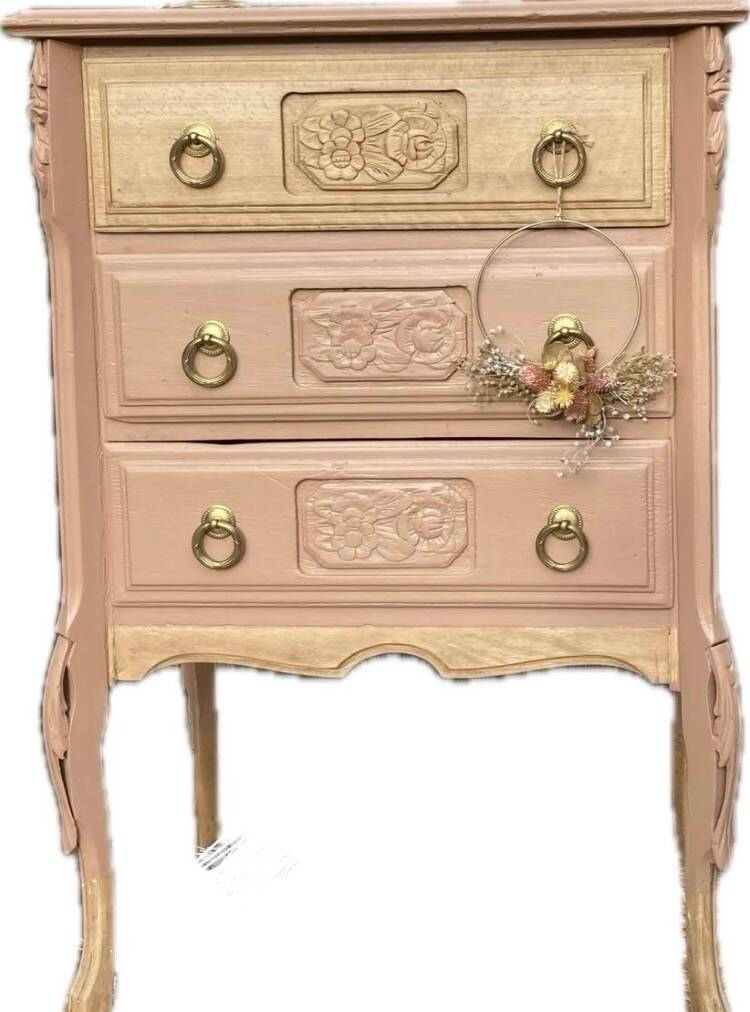 Petite commode ART DÉCO esprit coiffeuse terracotta