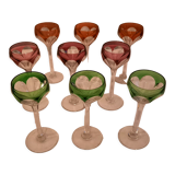 Series of 9 port glasses in cut and colored crystal, Saint-Louis, Bristol model