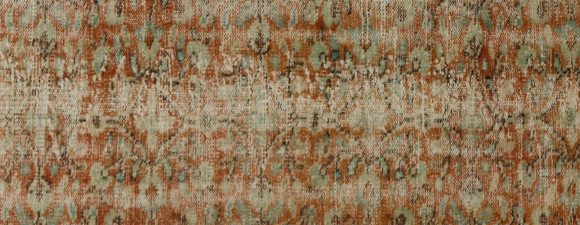 Tapis Oushak Ancien en Longueur – Couleurs Terre & Bleu, 104 x 260 cm