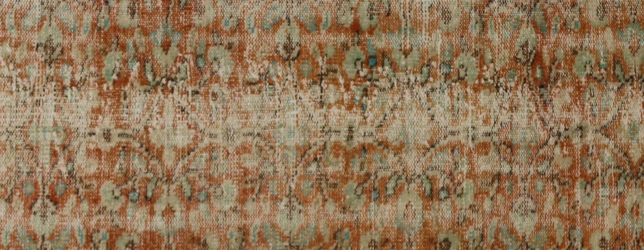 Tapis Oushak Ancien en Longueur – Couleurs Terre & Bleu, 104 x 260 cm