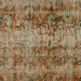 Tapis Oushak Ancien en Longueur – Couleurs Terre & Bleu, 104 x 260 cm