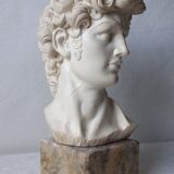 David's head in plaster on signed marble base - Perfect condition