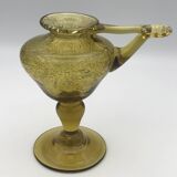 Lampe à huile en verre soufflé main bullé jaune verrerie biot