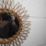 Sun rattan mirror 1960