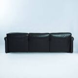 Maralunga sofa in brown black leather by Vico Magistretti for Cassina, 1970