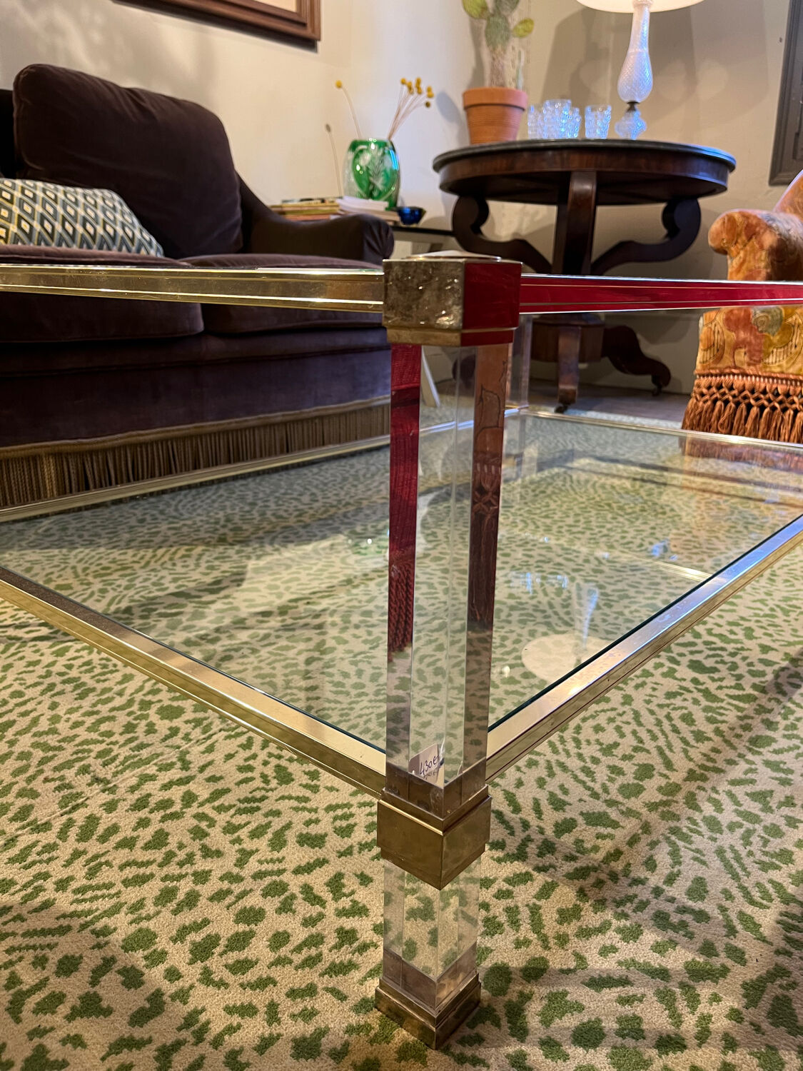 Table basse verre et plexiglas 1960