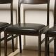 Set of 4 vintage chairs in teak and imitation leather, 1960s