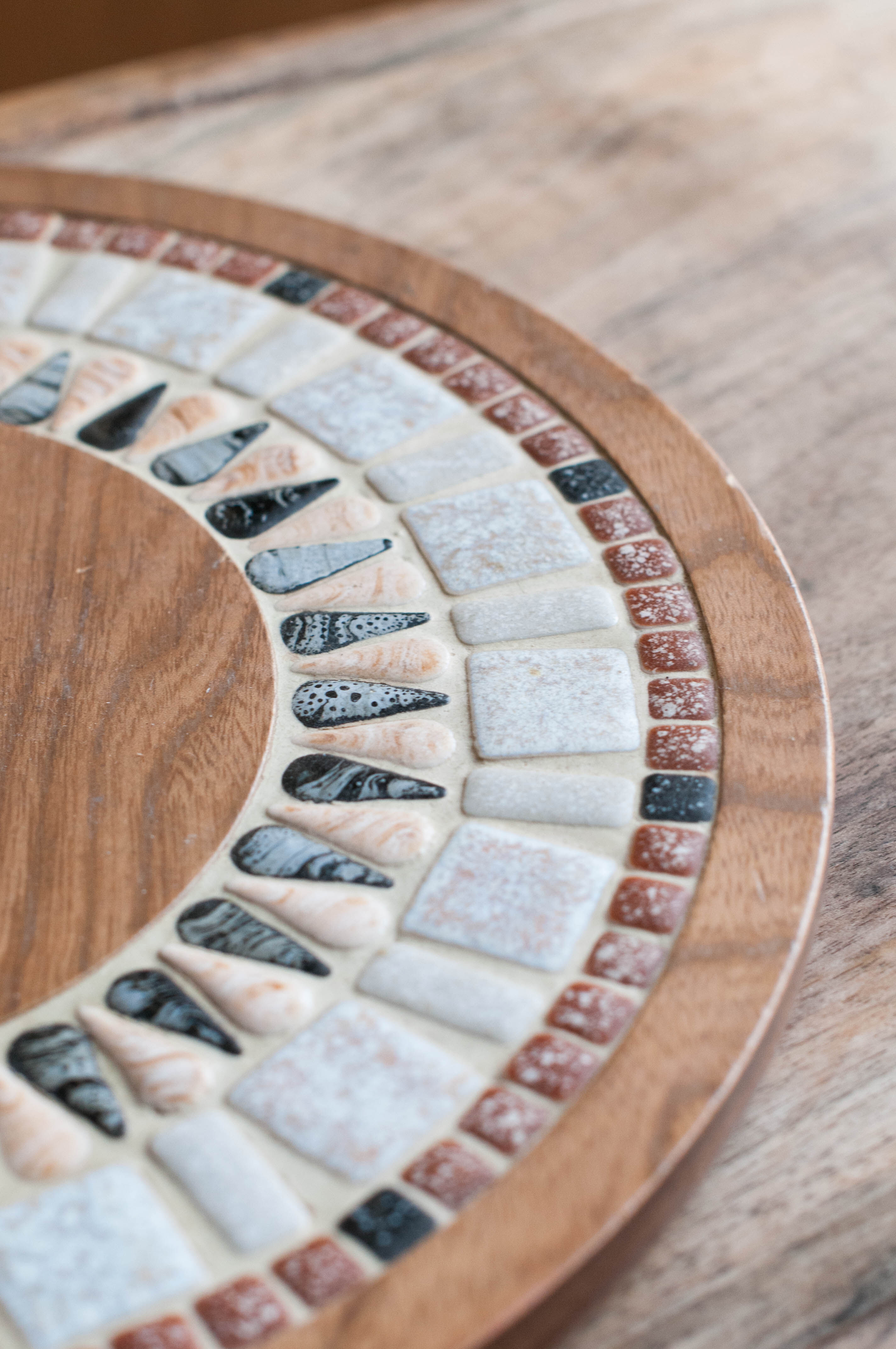 Wooden cheese platter - stone mosaic