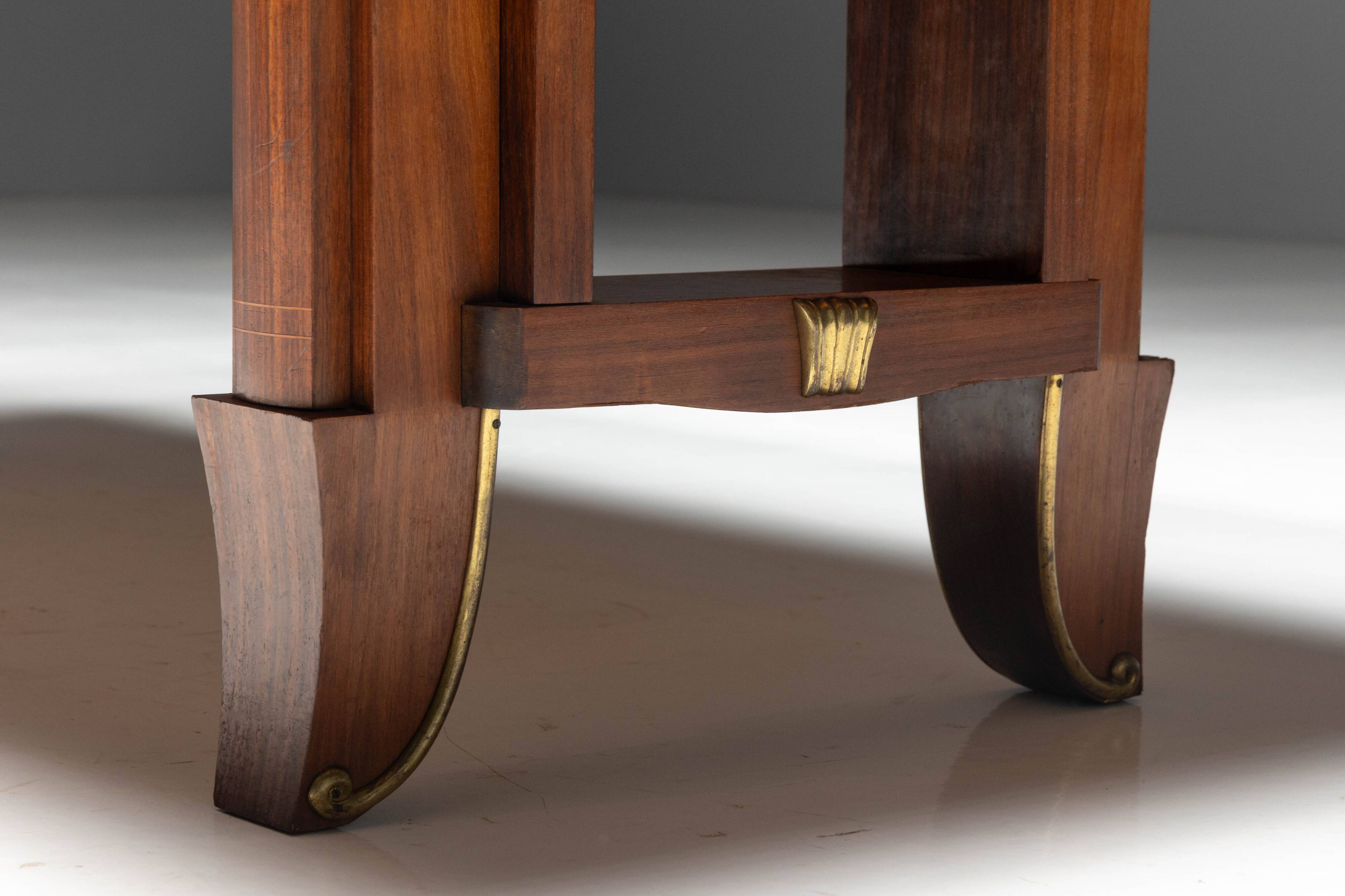 Art Deco parquetry dining table, France, 1930s