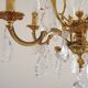 Mid Century Louis XV style cage chandelier - 6 arms - Brass and Crystal