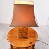 Lampe de table vintage en bois de loupe, 1970