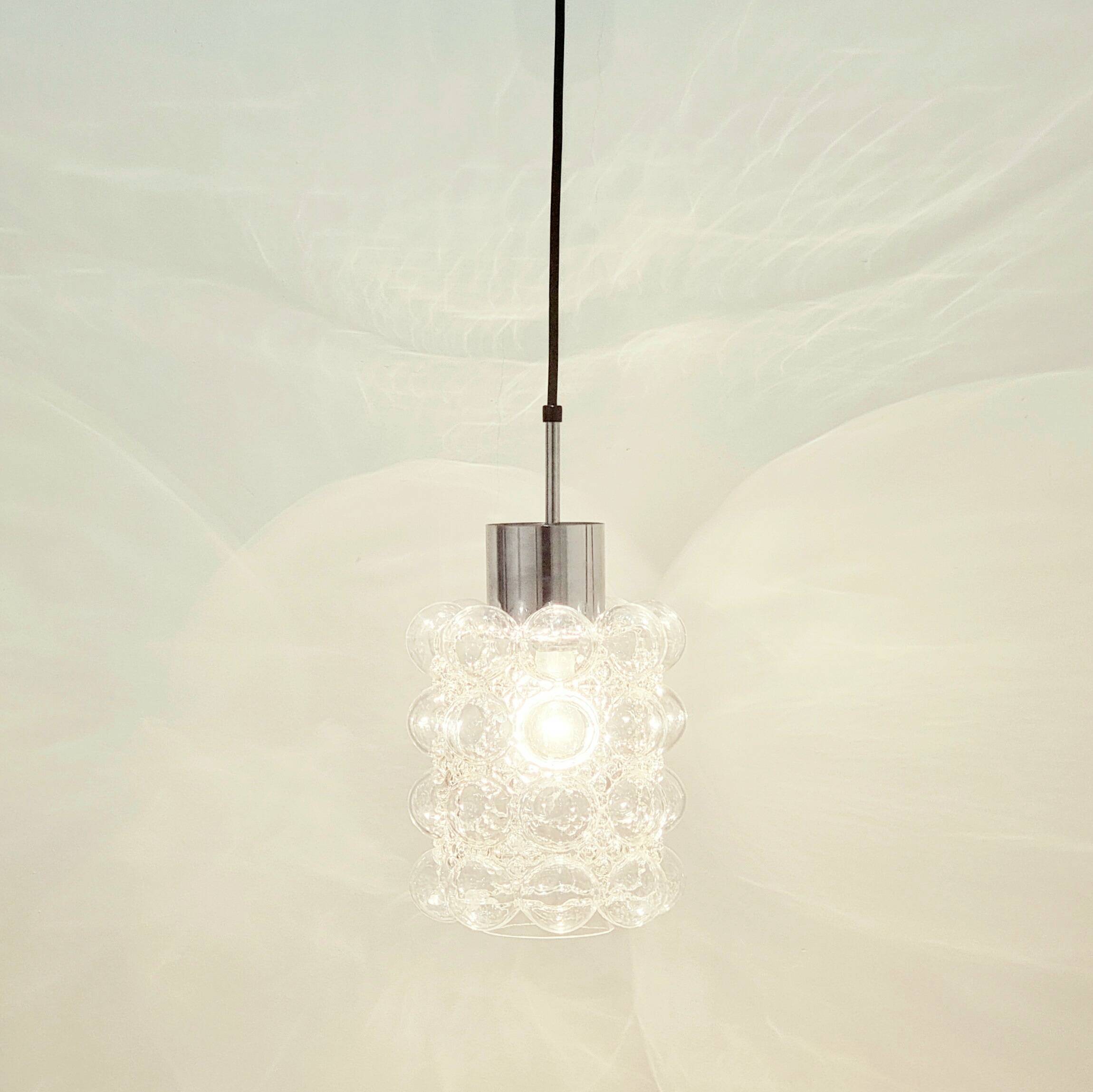 Pair of Bubble Glass Pendant Lights by Helena Tynell for Limburg, 1960s