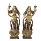 Antique wooden lacquered angel-shaped candlesticks, 18th century.
